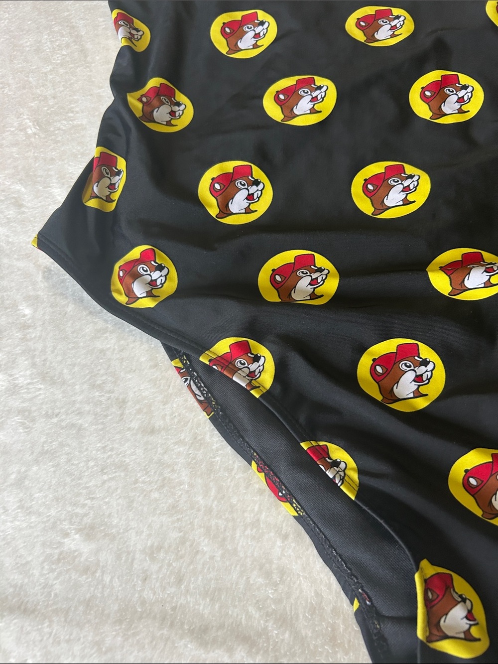 Women’s Black Buccee’s Swim One-Piece with Red & Yellow Beaver Print-XL - Picture 9 of 10